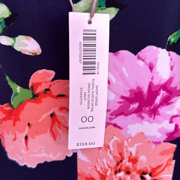 ❤️ Chico’s Short Dress Floral Sleeve Detail - Picture 8 of 9
